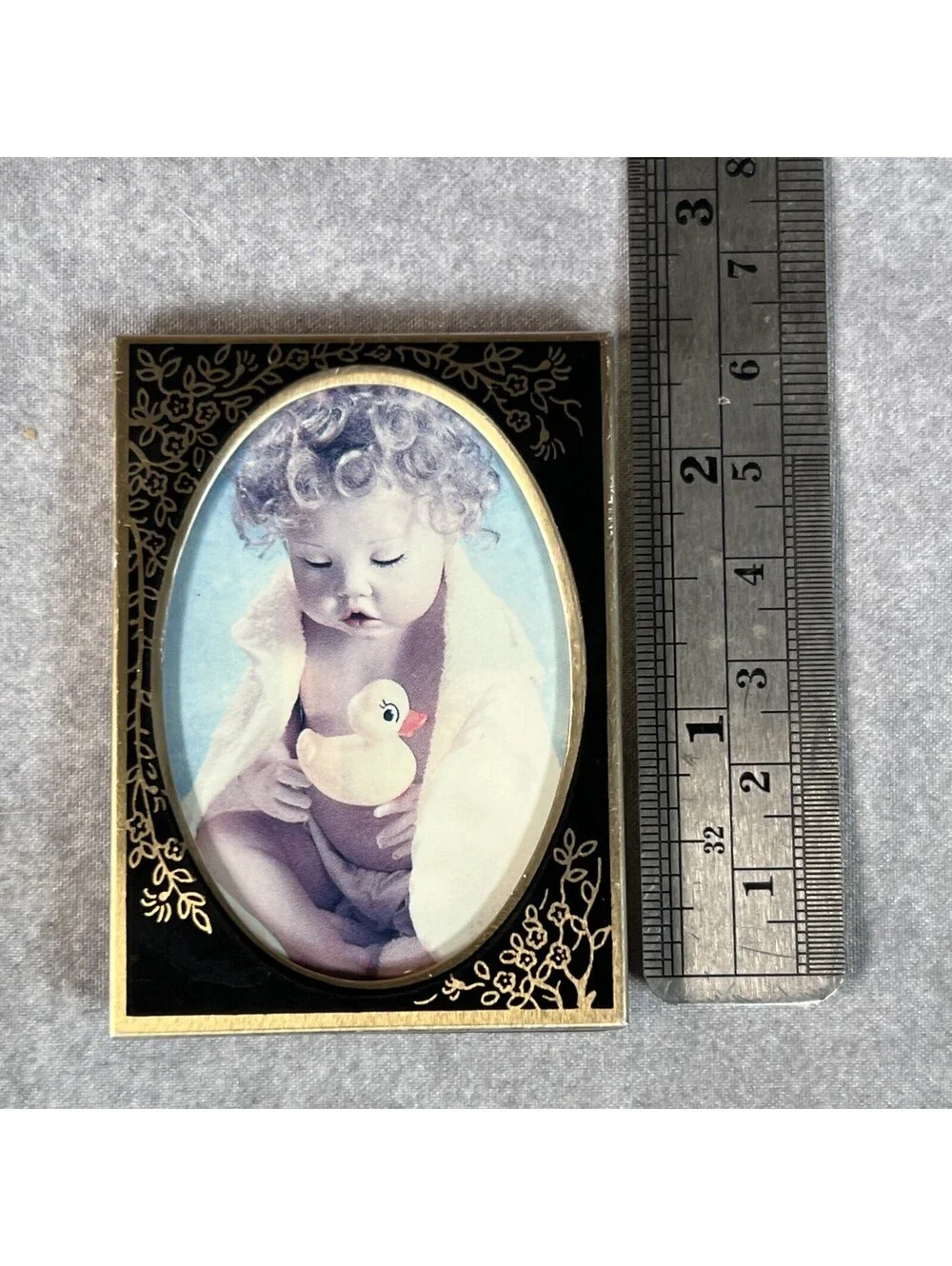Miniature Picture Frames Photo Frames Black Gold Asian Vintage Tiny 2.5”x2”